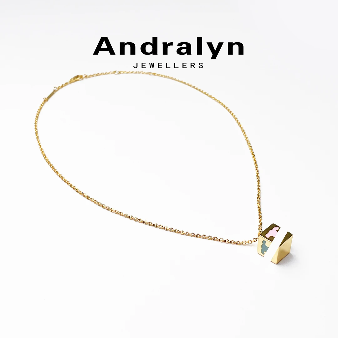 钛钢项链 金色方块字母K项链时尚百搭2069