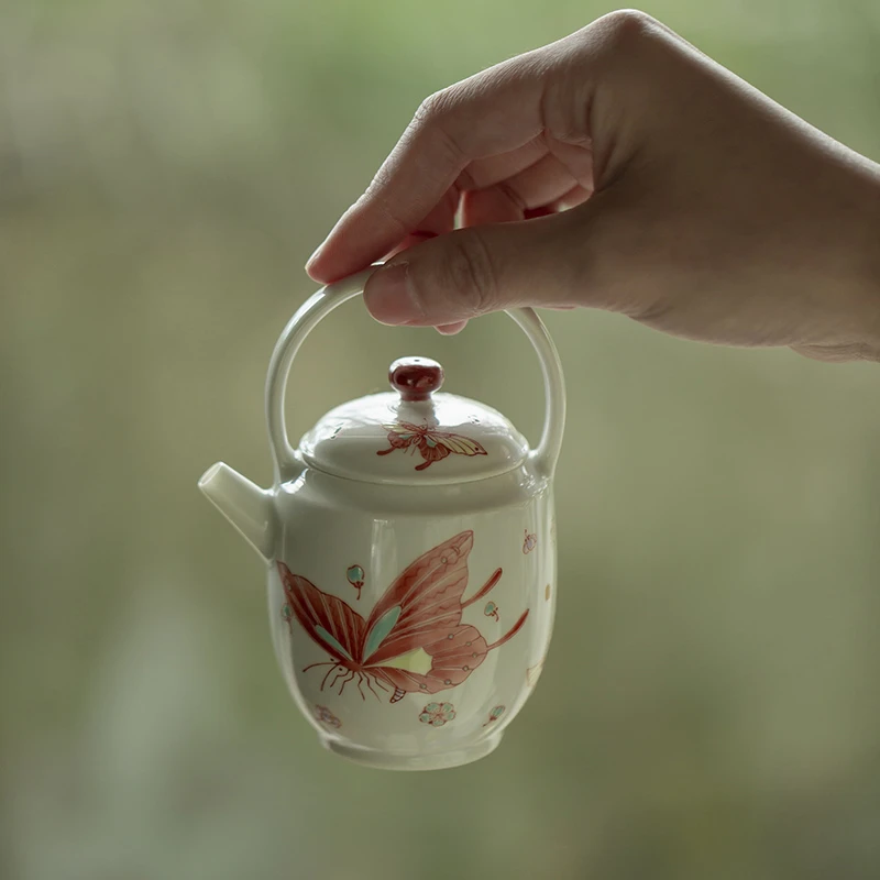 YTJ00342 雅同集-古彩矾红蝶恋花提梁壶三周年限定