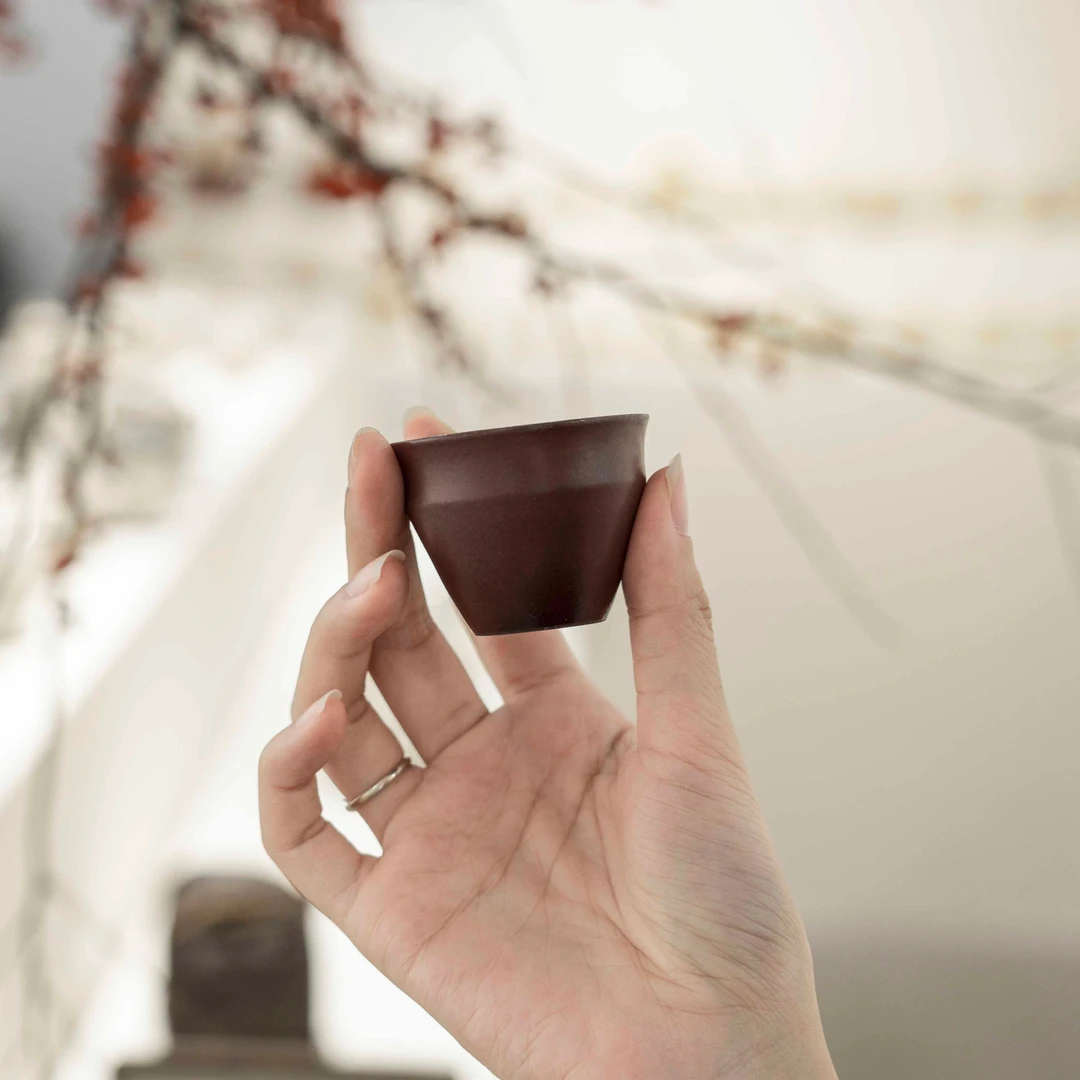 XL00011叙里 豆茳森红小客杯 手工粉引小茶杯