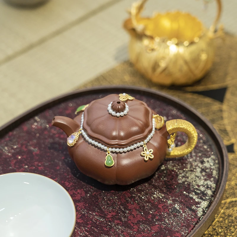 BG0010 葵仿古壶紫砂带编织纯手工紫砂壶老料小容量手制