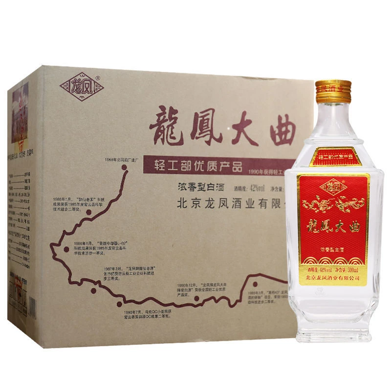 龙凤大曲42度浓香型优级新款玻璃瓶白酒500ml*6纯粮口粮酒42度500