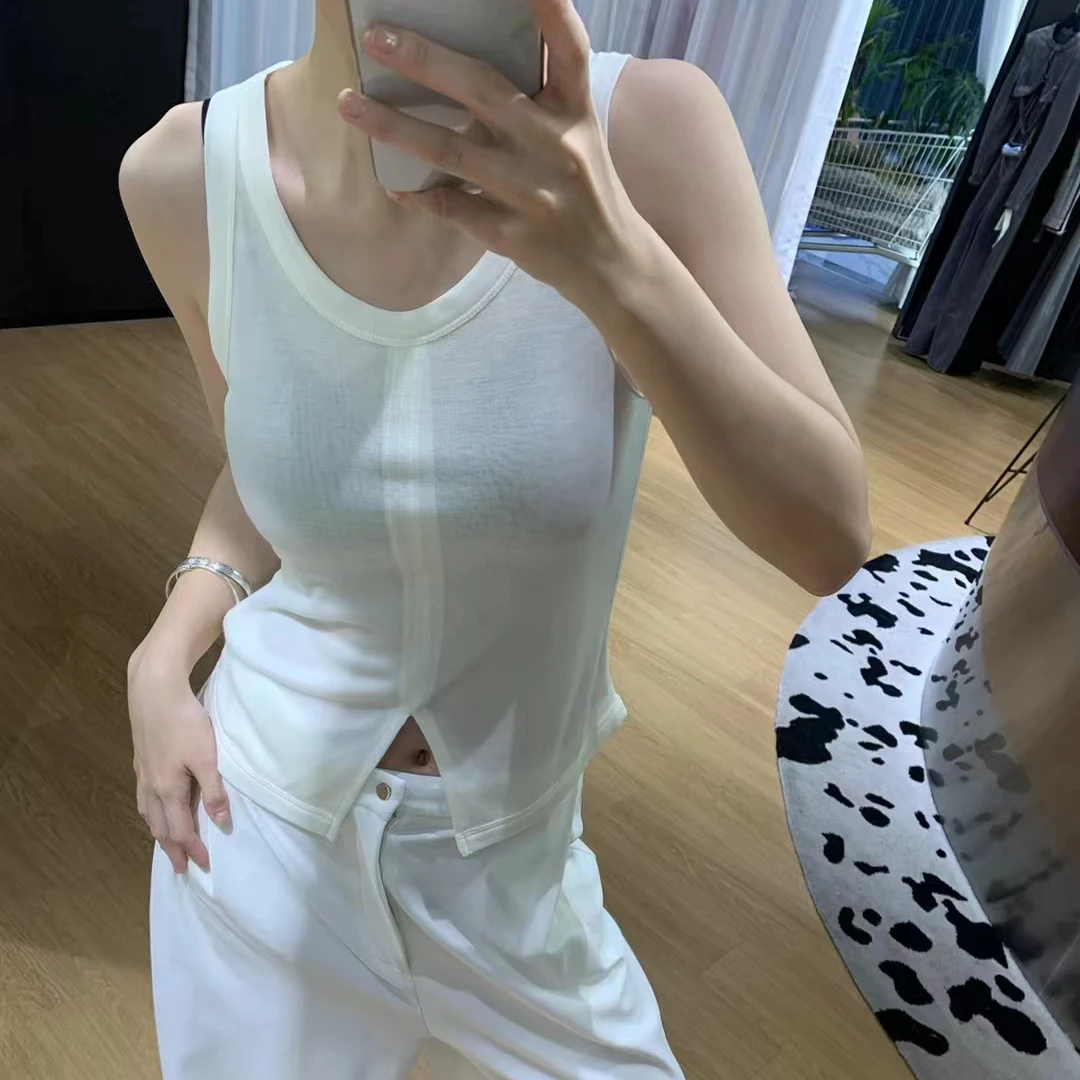 设计师修身无袖螺纹背心