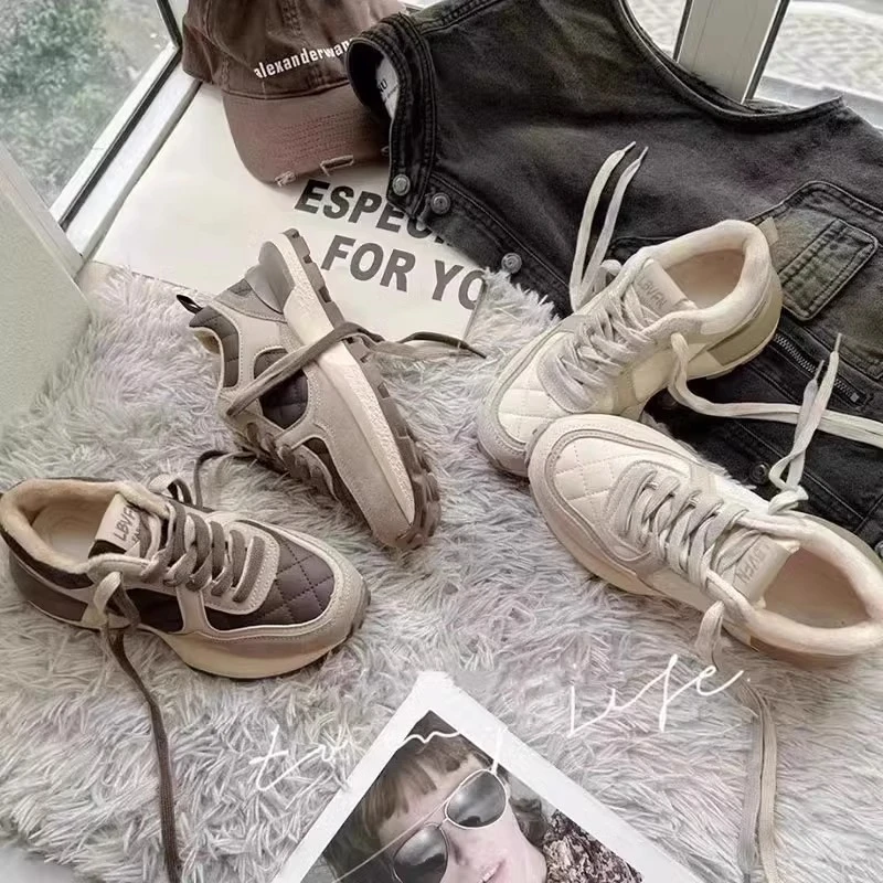 复古阿甘鞋真皮韩版ins时尚轻便华夫格显瘦网红百搭加绒休闲女鞋