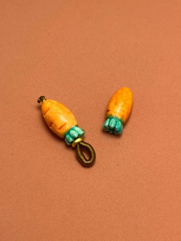 创意手工DIY根付胡萝卜滴溜隔珠腰珠文玩串珠配饰配件