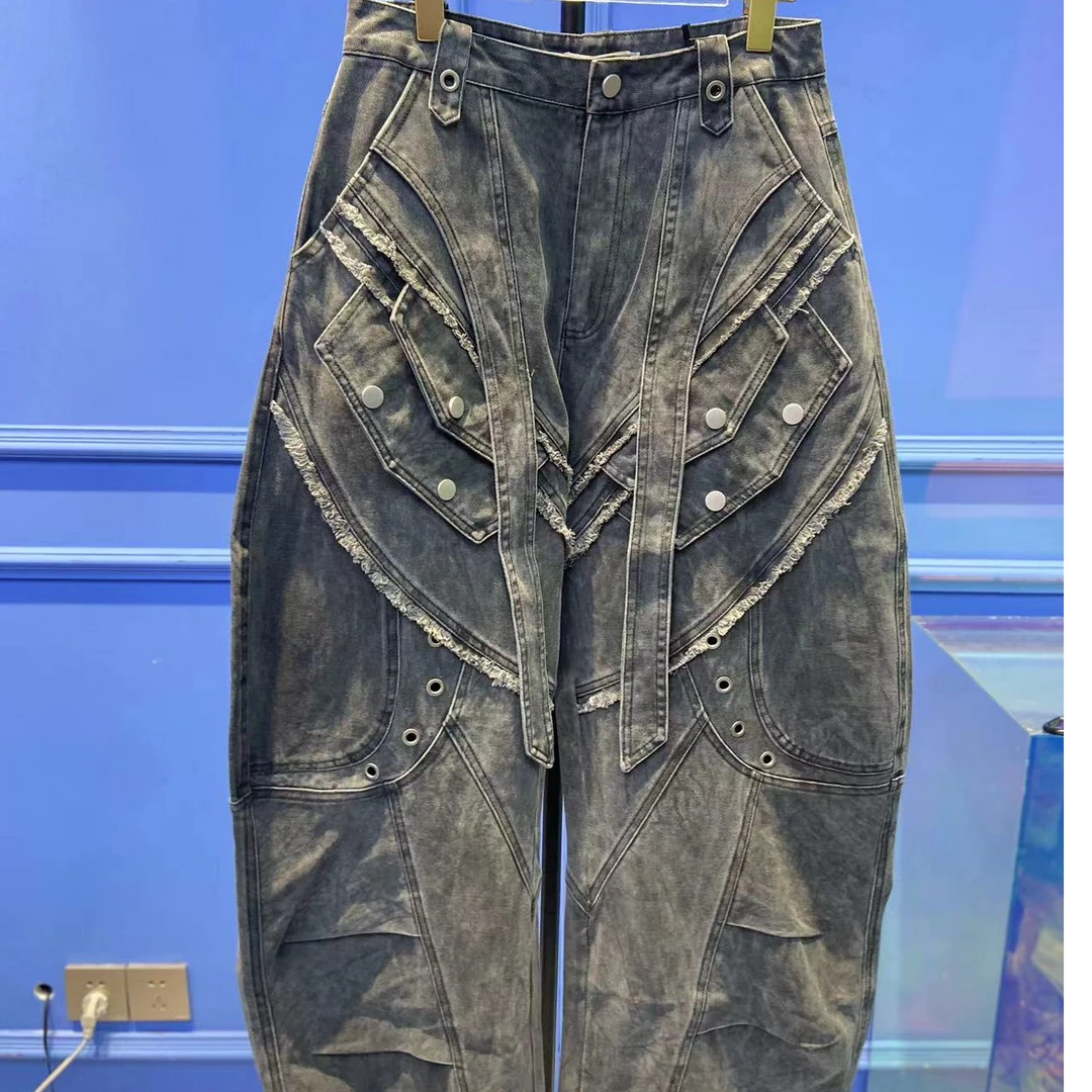 B80045 设计师款假口袋时尚女性气质百搭牛仔裤