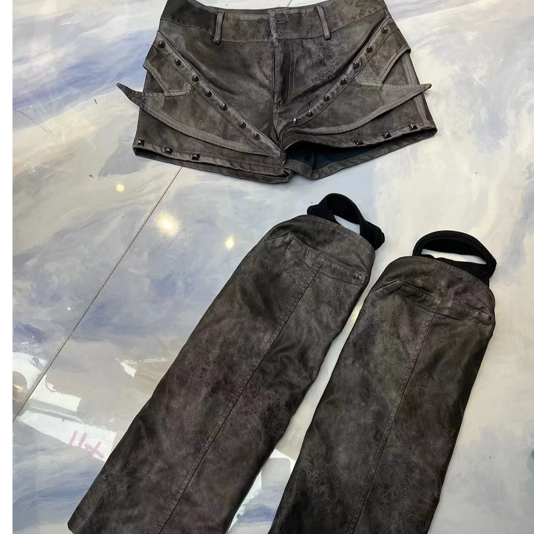 B80151 设计师款吊带裤腿时尚原创百搭牛仔短裤