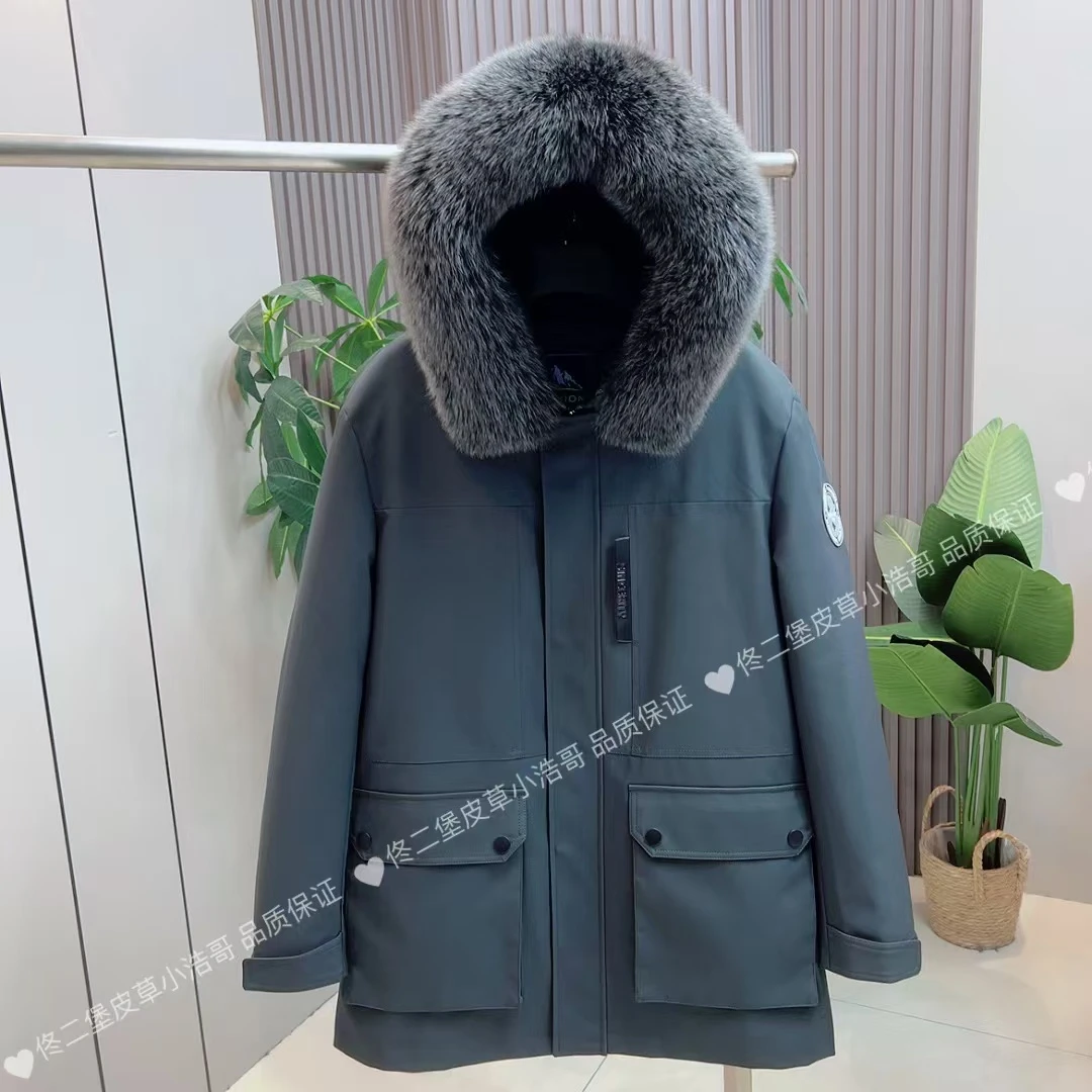 水貂内胆男士雪爆冬季新款皮毛一体袖加毛加厚皮草派克服外套