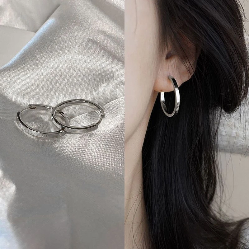 法式圈圈耳环2023年新款潮耳钉小众设计素圈耳圈耳扣女高级感耳饰