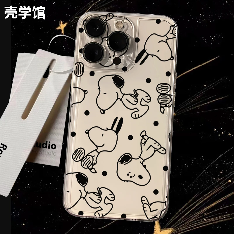 壳学馆线条史努比适用苹果15手机壳iPhone14透明13防摔全包12创意