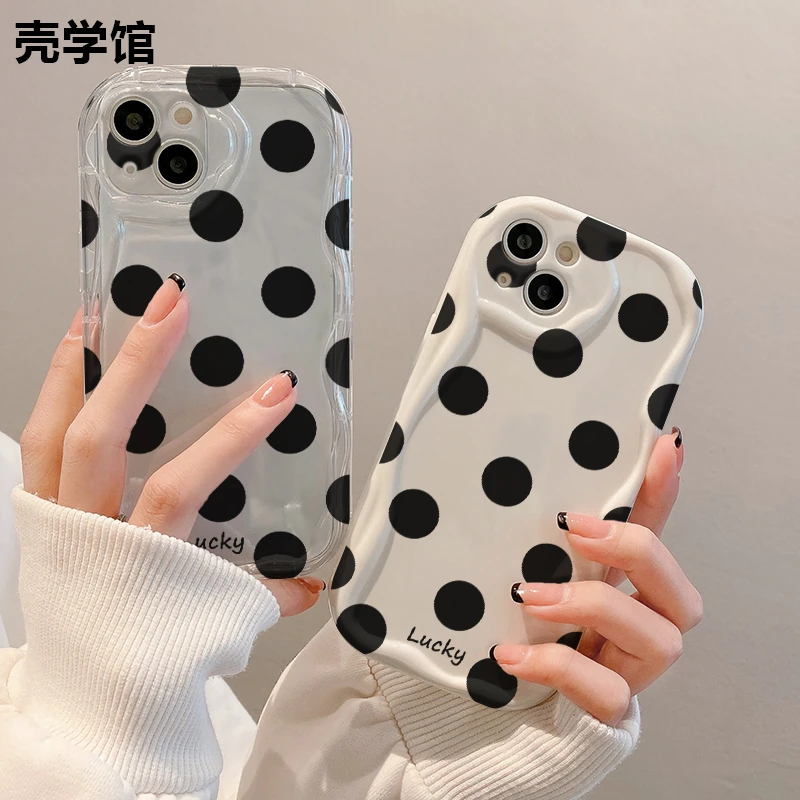 壳学馆大黑波点适用苹果15手机壳iPhone14promax水滴13/8plus简约