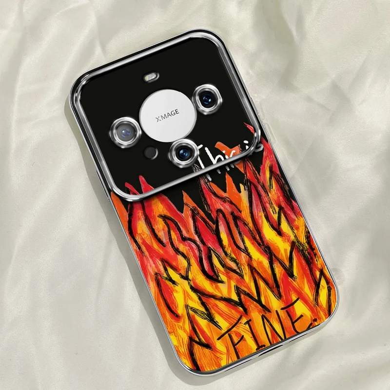 壳玛仕燃烧火焰适用于华为MATE60PRO手机壳个性MATE60软60PROPLUS