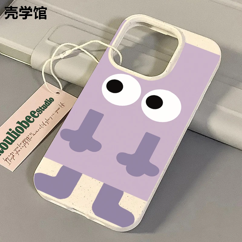 壳学馆紫色小人适用苹果15手机壳iPhone14promax小麦软胶13创意12