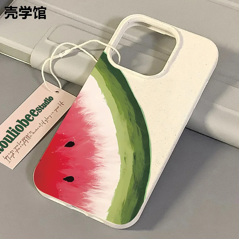 壳学馆简约西瓜适用苹果15手机壳iPhone14promax小麦软胶13创意12
