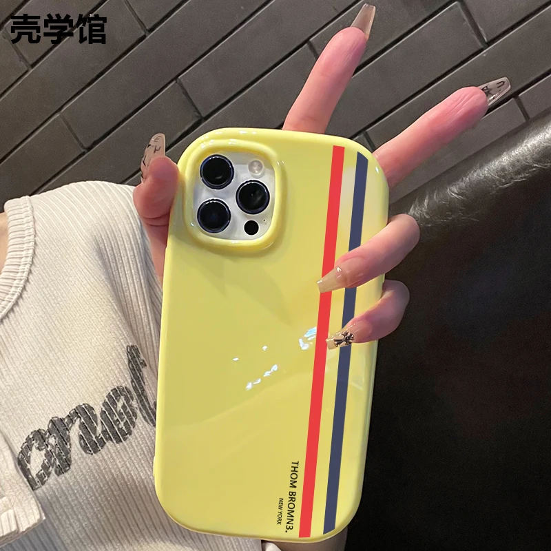 壳学馆线条标签适用苹果15手机壳iPhone14promax大孔亮面13创意12