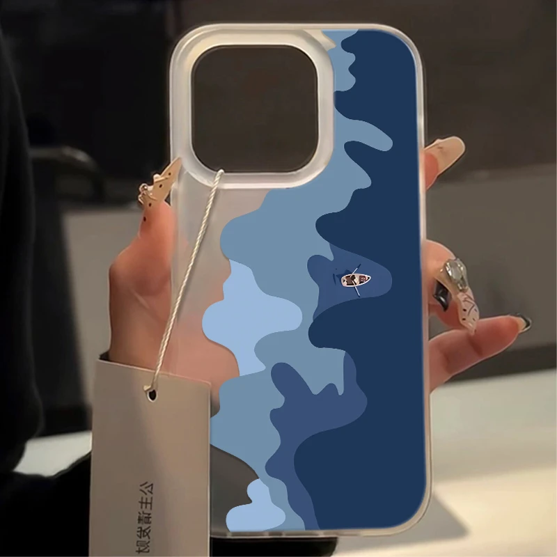 壳学馆油漆海浪适用苹果15手机壳iPhone14promax大孔13防摔12创意