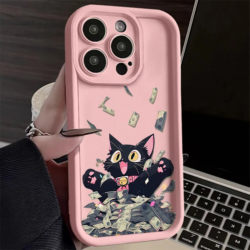 壳马仕卡通撒钱猫咪适用苹果15手机壳iPhone14磨砂13防摔全包12女