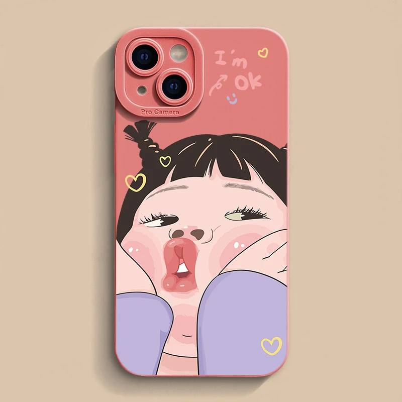 嘟嘴女孩适用iPhone15苹果12/13新款14promax手机壳11xs软壳8p7/6