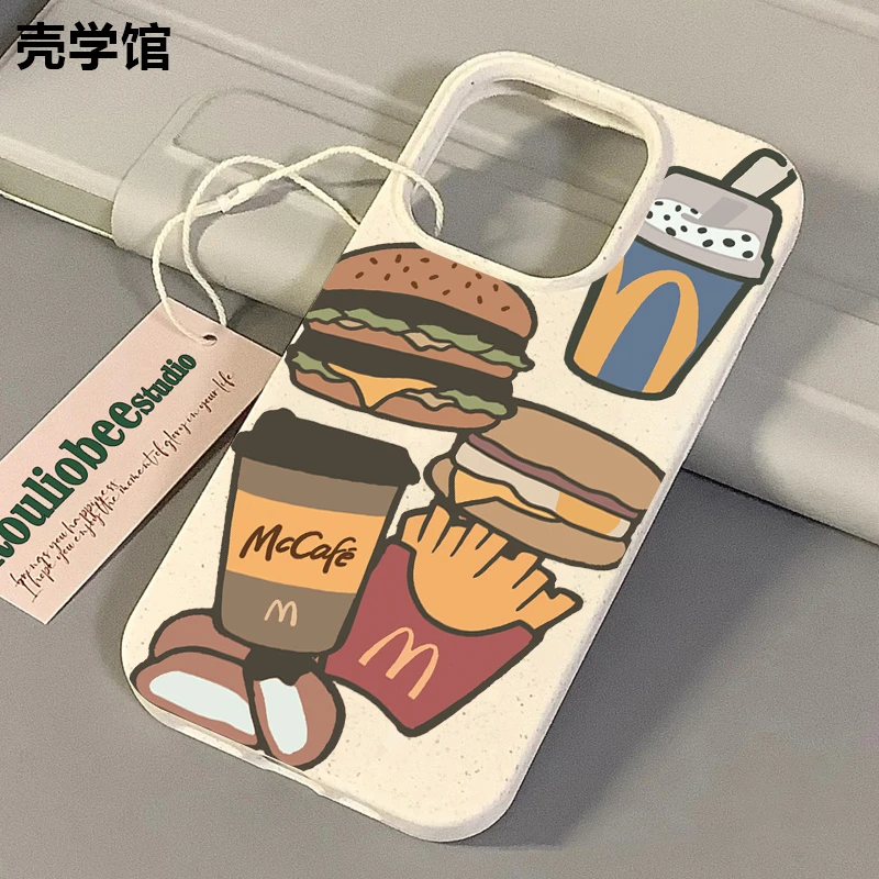 壳学馆M记汉堡适用苹果15手机壳iPhone14promax小麦软胶13创意12p