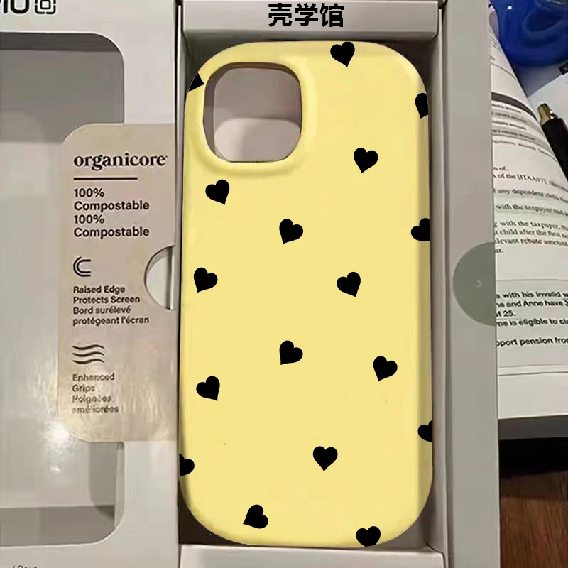 壳学馆满屏爱心适用苹果15手机壳iPhone14Promax大孔防摔13创意12