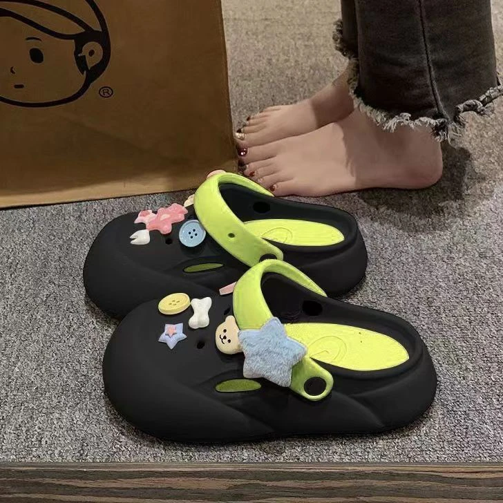 夏季爆款外穿厚底透气防滑超软时尚防臭软底包头沙滩拖鞋洞洞鞋