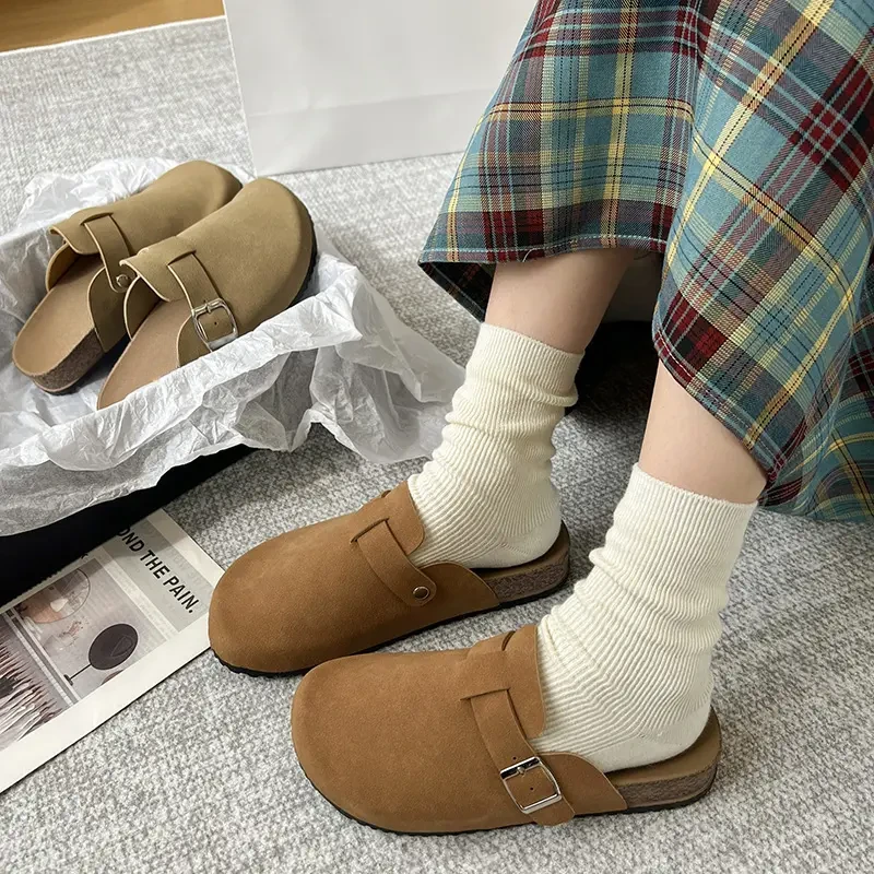 8825-1博肯侧边扣女包头半拖鞋软底防滑外穿舒适休闲一脚蹬勃肯