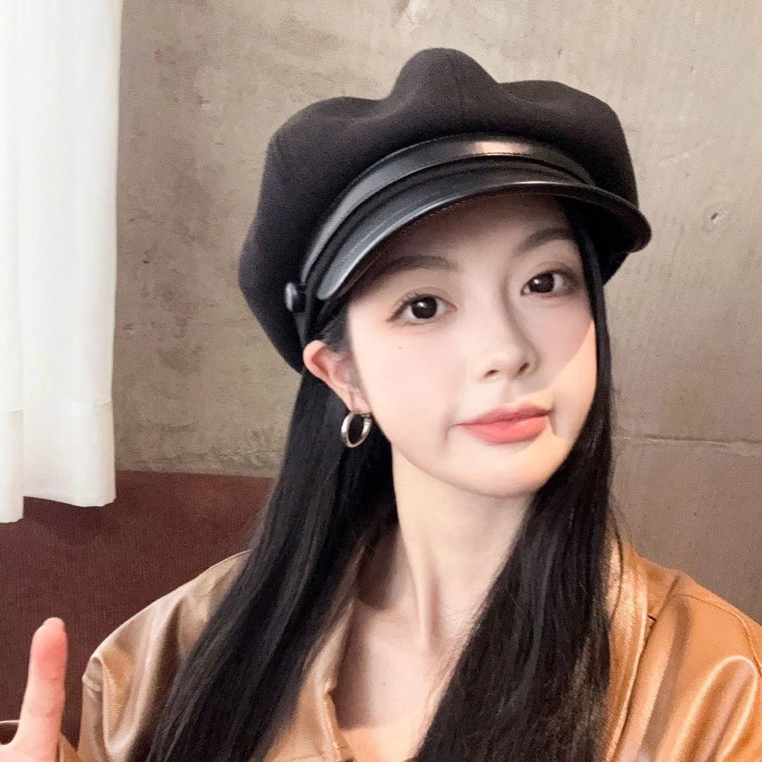 八角帽女春秋季新款显脸小贝雷帽韩版冬天ins网红春秋女士鸭舌帽