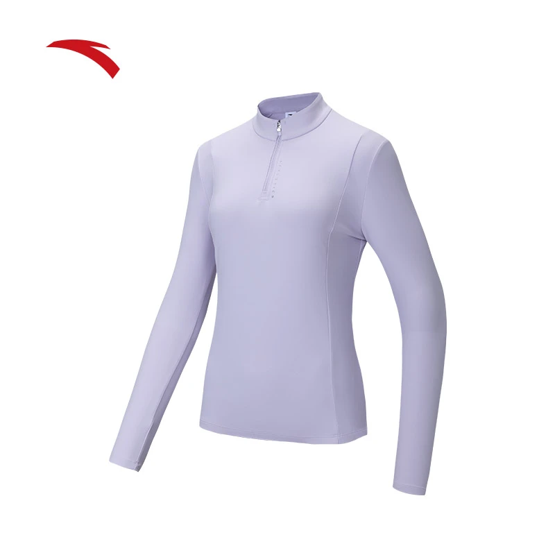 安踏半拉链长袖女款百搭立领修身显瘦上衣紧身休闲卫衣内搭上衣女