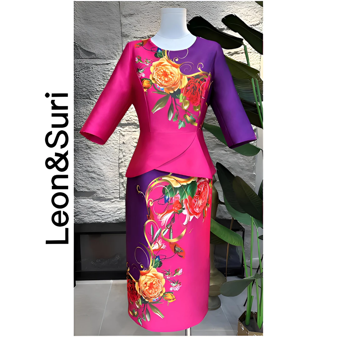 C【年终大促】“万紫千红”中式新款女装气质喜妈妈显瘦印花连衣裙