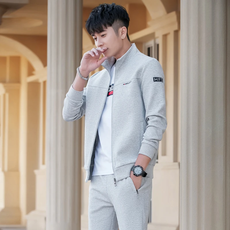 运动服套装男士春秋季新款帅气青年修身外套三件套休闲套装男秋装