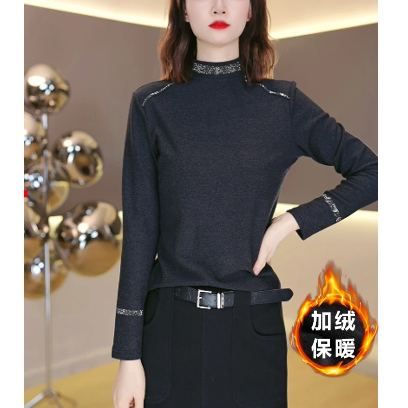 半高领气质上衣女2024秋装爆款打底衫内搭小衫时尚显瘦百搭T恤