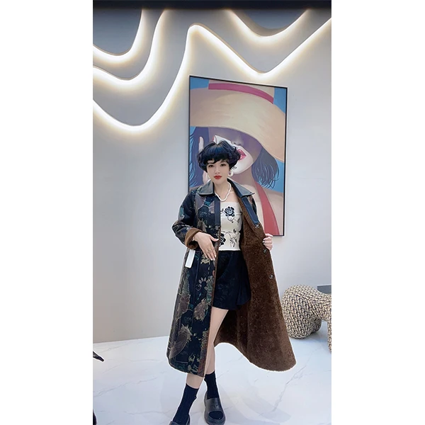 630-Z  菲姐气质时尚复古休闲中长款冬季宽松大衣外套