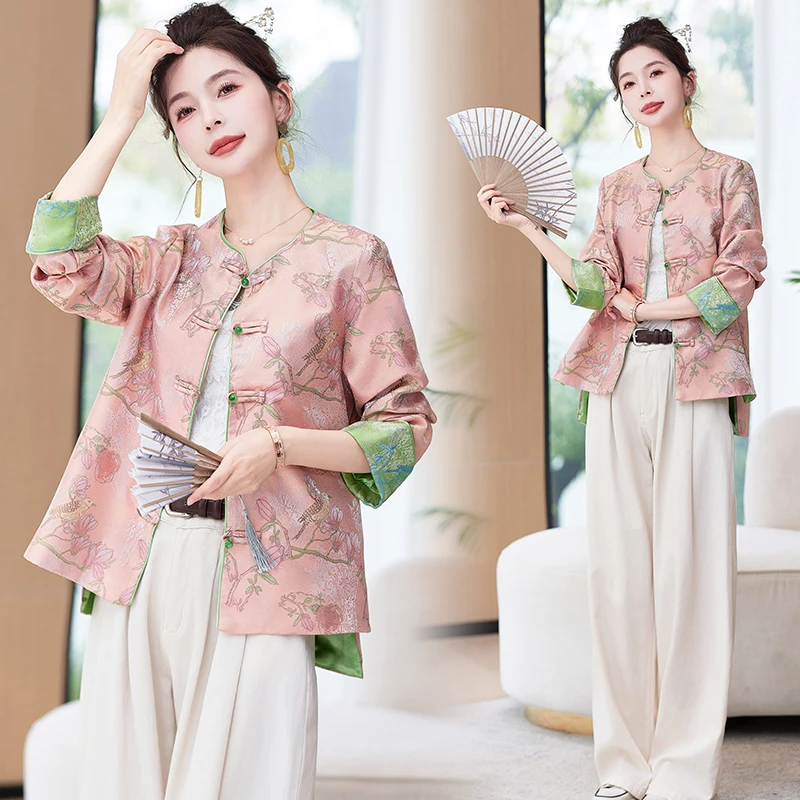 新中式上衣g风高级感外套2025春季新款圆领高端时尚短款唐装女装