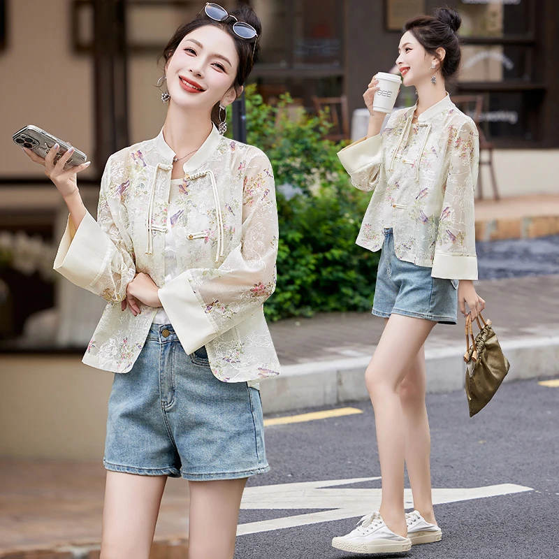 国风新中式防晒服短外套时尚夏季宽松复古中国风气质上衣女外套
