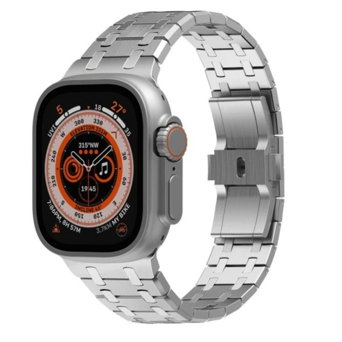 适用applewatch9表带Ultra2苹果iwatch8S7不锈钢爱彼金属商务钢带