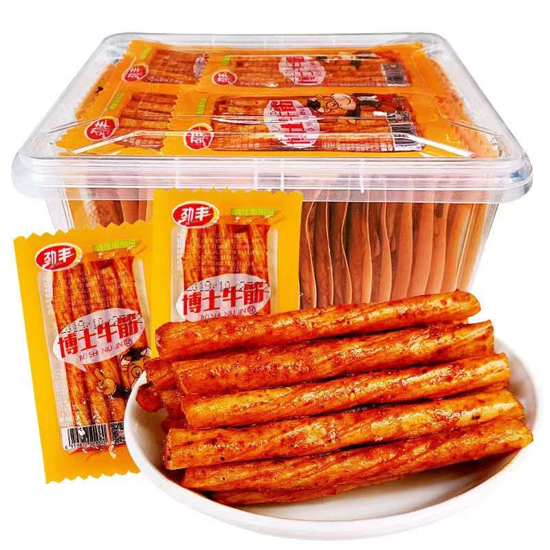 劲丰博士牛筋8090怀旧零食辣条麻辣手撕素板筋面筋50袋整盒包邮