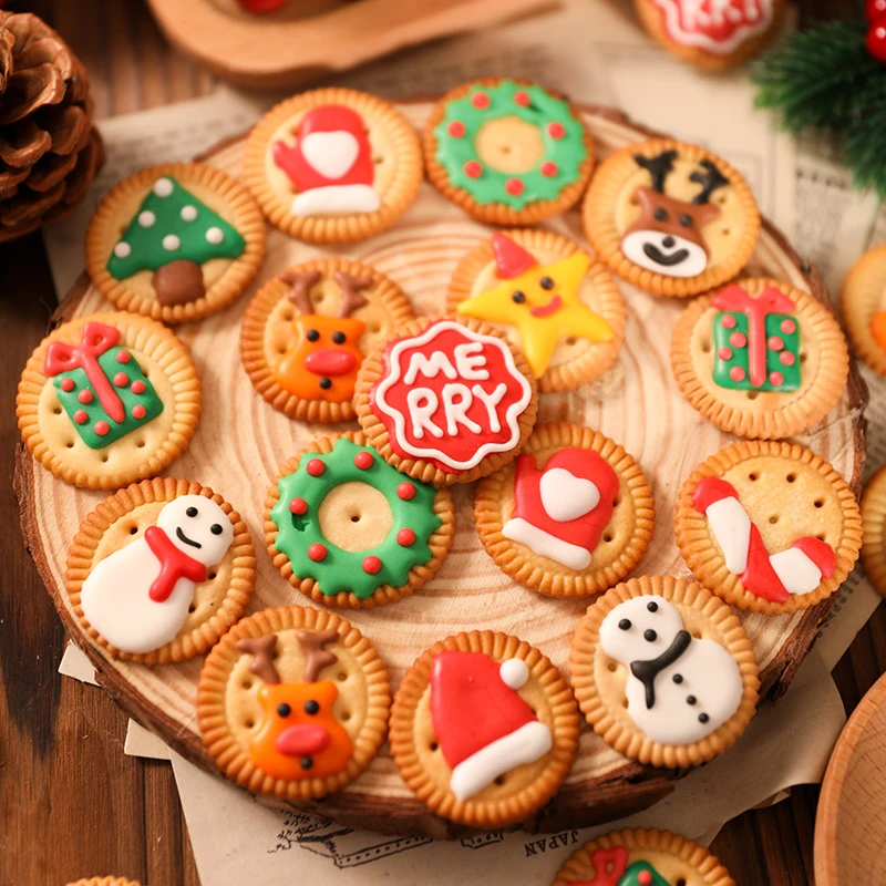 圣诞节饼干袋装卡通可爱麋鹿雪人裱花小圆饼节日休闲小零食礼物