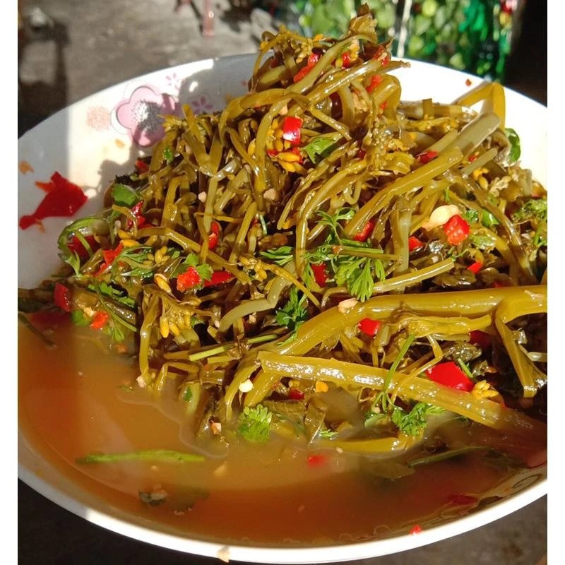 云南临沧腌菜傣族特产小吃下饭菜酸辣油菜花酸腌菜水淹菜青菜腌菜