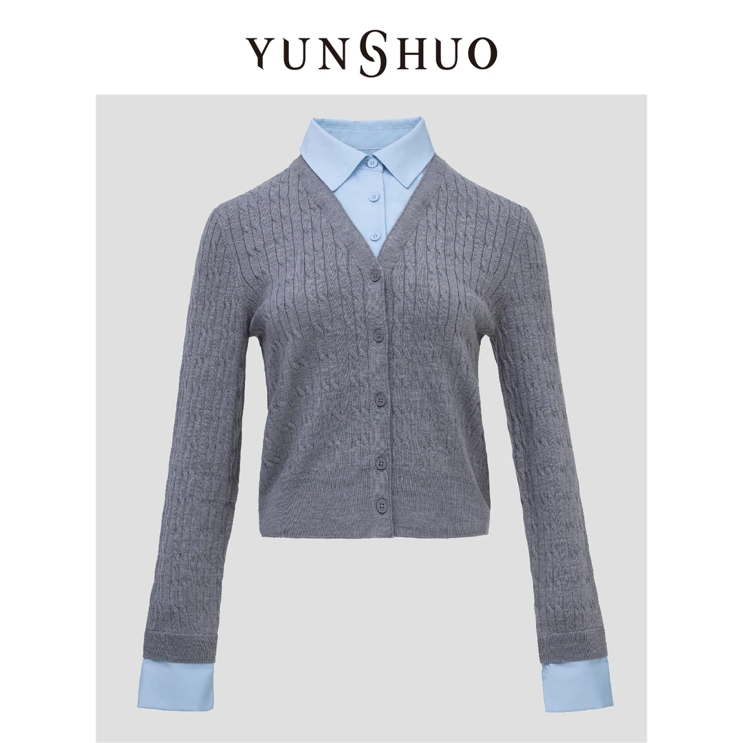 YUNSHUO允硕秋冬新品简约拼接显瘦气质女风百搭休闲大衣729286