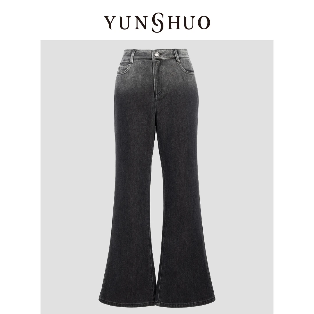 YUNSHUO允硕渐变微喇叭修身显瘦简约时尚百搭休闲牛仔裤子198173