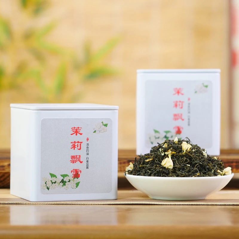茉莉花茶茶叶罐装方便保存冲泡2023茉莉飘雪茶茉莉花浓香型清香
