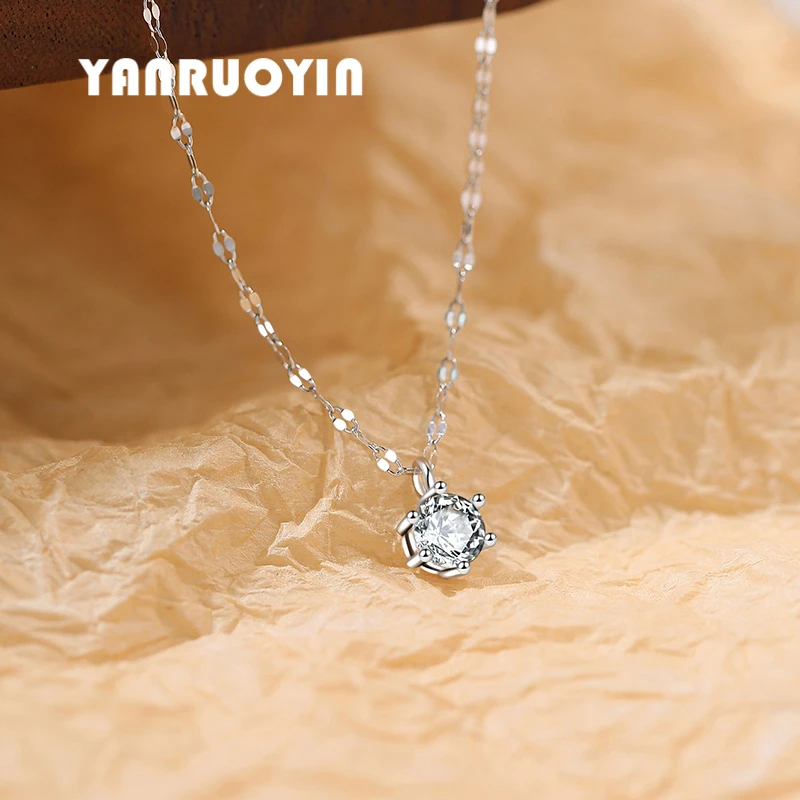 言若银 坠链均925银 纯银项链女轻奢单钻时尚百搭小众锁骨链xl67