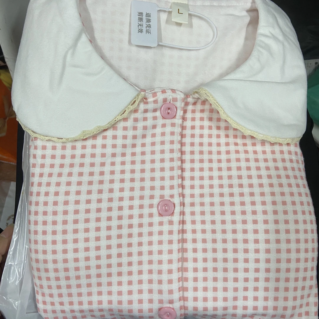 【3068#粉格德绒＋胸垫】加厚新款女士高端睡衣套装睡衣家居服冬季