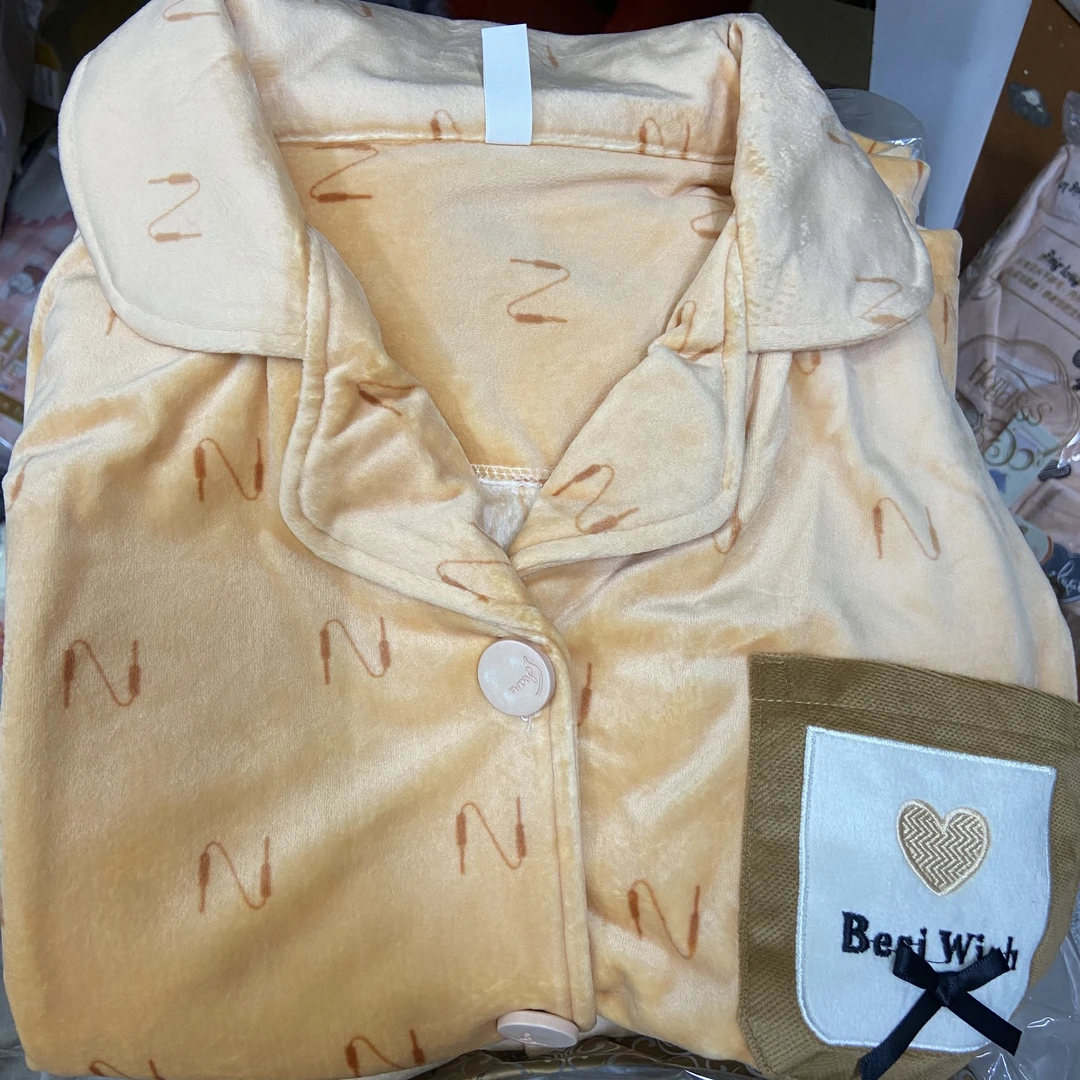 【300橙字母海岛绒】品牌撤柜女士高端睡衣开衫套装睡衣家居服