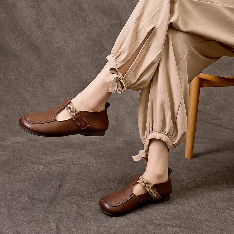 复古风软底舒适平跟圆头豆豆女单鞋百搭春夏文艺软底软面浅口女鞋