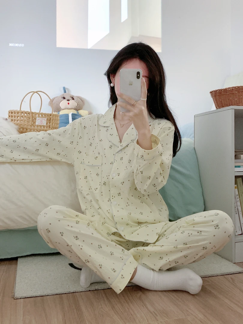 【长裤长袖】2024春秋新款少女甜美长袖长裤小碎花睡衣家居服