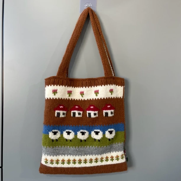 手工羊毛棒针包单肩童趣小众设计