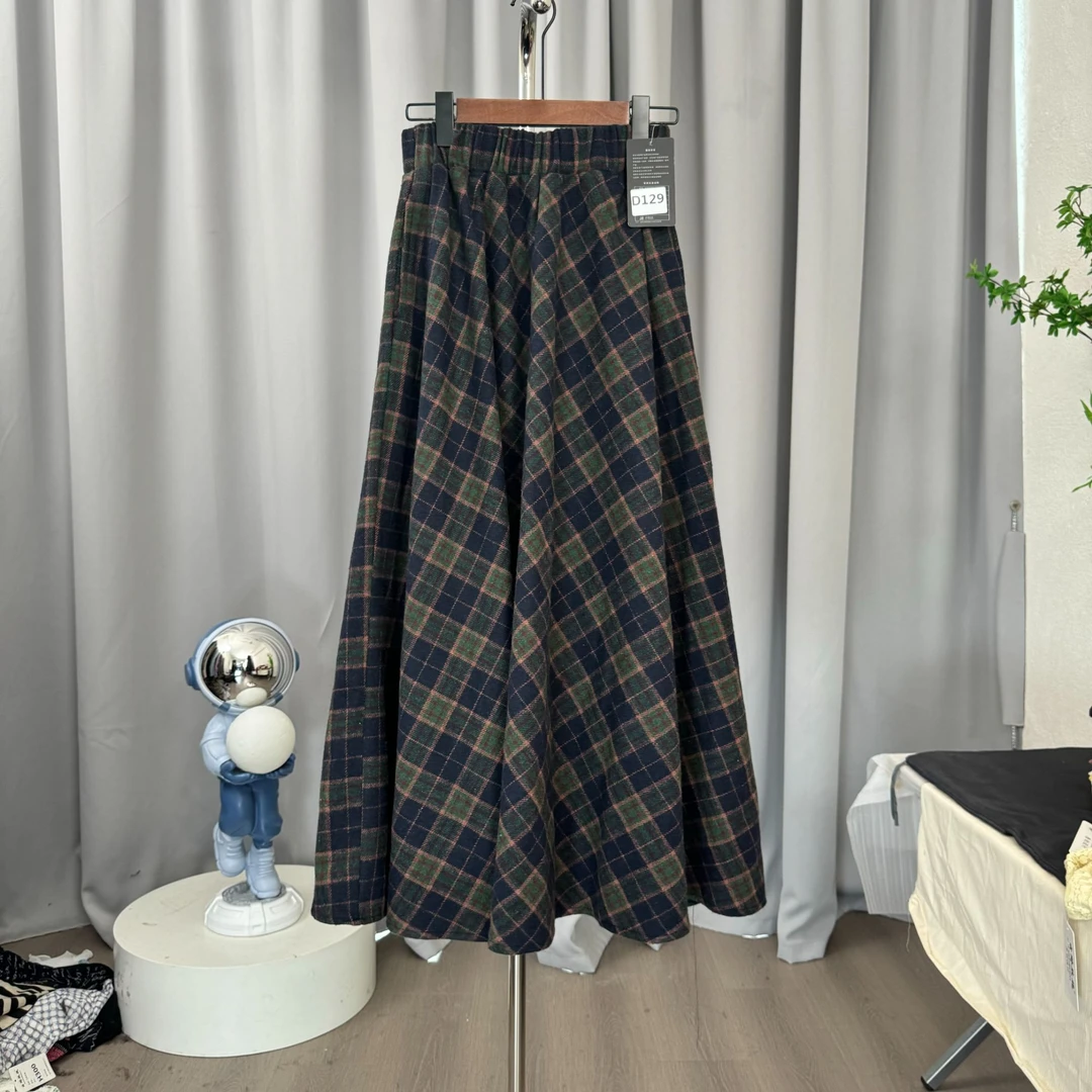 D129（慧敏专属链接）大摆毛呢半身裙女2024秋冬新款高腰中长裙