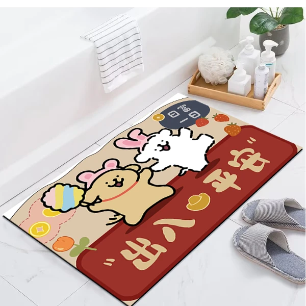 C卡通动漫硅藻泥吸水地垫进门入户门防滑脚垫沥水垫玄关可爱地毯