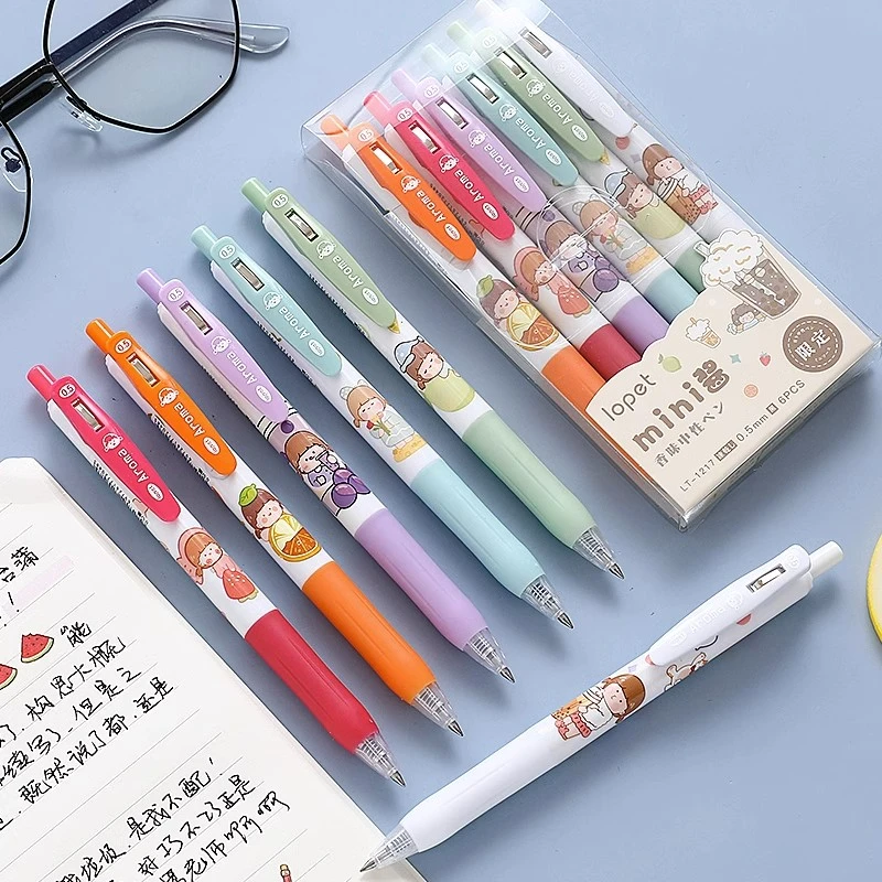 可爱限定笔水果香味按动中性笔学生用0.5m高颜值少女心卡通签字笔