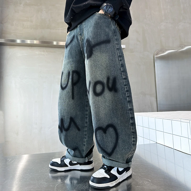 童装儿童秋季直筒牛仔裤中大童男孩子秋装男童春秋款宽松版裤子潮